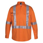 Mens Hi Vis (D+N) Long Sleeve 150G Cross Back Tape Shirt