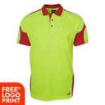 Mens Hi Vis Short Sleeve Arm Panel Polo