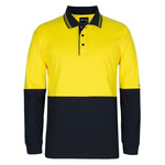 Mens Hi Vis Long Sleeve Cotton Polo