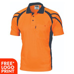 Mens Cool Breathe Stripe Panel Polo Shirt