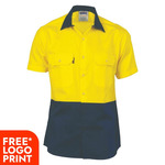 Mens HiVis Two Tone Cotton Drill Vented Shirt