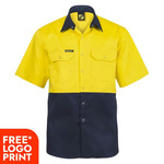 Mens Two Tone Hi Vis Short Sleeve Shirt With Stud