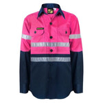 Kids Two Tone Cotton Drill Shirt With CSR Reflective Tape