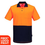 Mens Hi Vis Cotton Comfort Contrast Class D Short Sleeve Polo Shirt