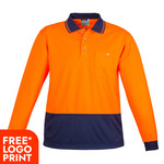 Unisex Hi Vis Basic Spliced Polo - Long Sleeve
