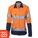 Womens HiVis Two Tone Drill Shirt with 3M R/Tape - Long sleeve